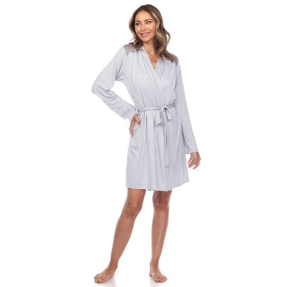 3 Piece Striped Pajama & Robe Set - Picture 3 of 4